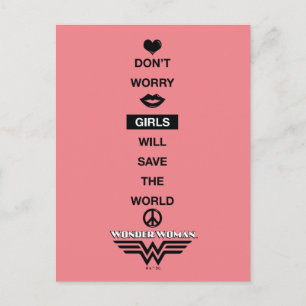 Girls Will Save The World Wonder Woman Graphic Postcard