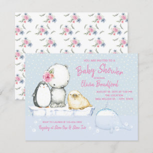 Girls Winter Baby Shower Invitations