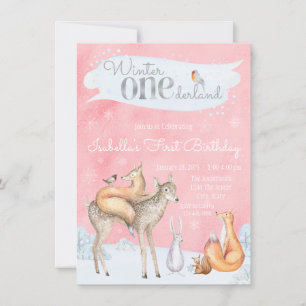 Girls Winter ONEderland 1st Birthday Invitations