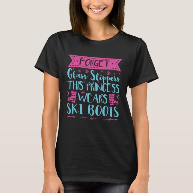 Girls Winter Skiing Cute Ski Sport Fan Skier Women T-Shirt (Front)