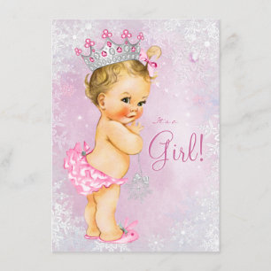 Girls Winter Wonderland Baby Shower Invitation