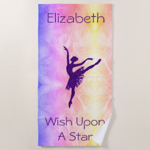 Girls Wish Upon A Star Ballerina Beach Towel