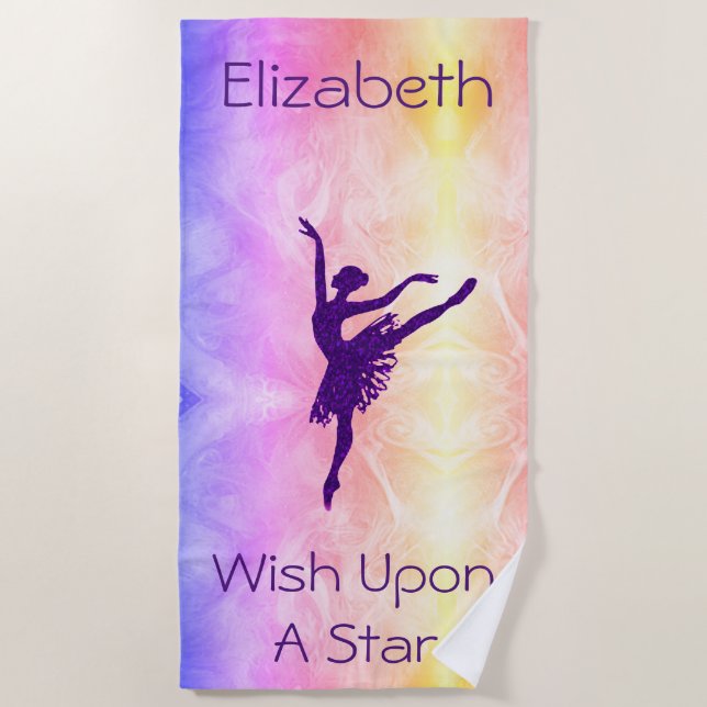 Girls Wish Upon A Star Ballerina Beach Towel (Front)
