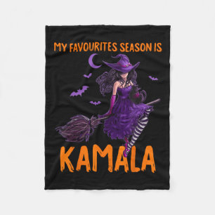 Girls Witch Halloween Cat Lady My Favourite Season Fleece Blanket