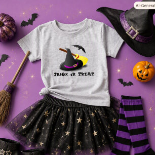 Girls Witch Hat Trick or Treat Halloween  T-Shirt