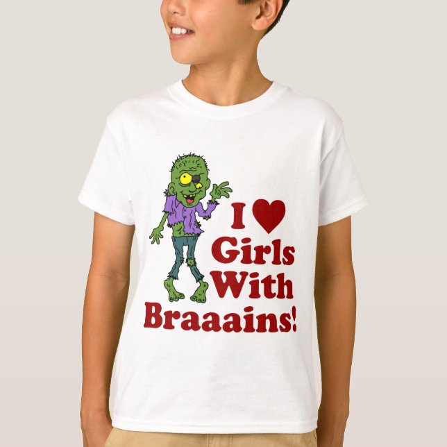 Girls With Brains Zombie T-Shirt (Front)