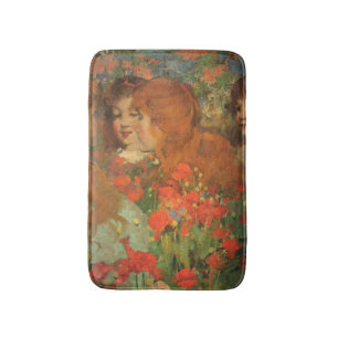 Girls With Red Poppies (by George Henry) Bath Mat