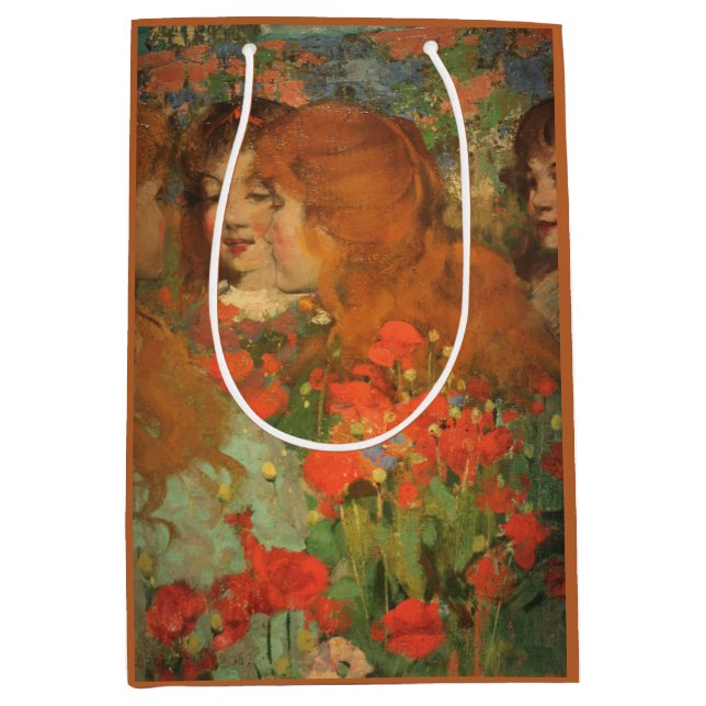 Girls With Red Poppies (by George Henry) Medium Gift Bag (Front)
