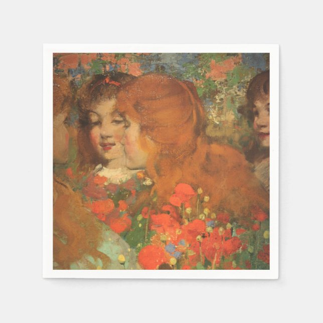 Girls With Red Poppies (by George Henry) Napkin (Front)