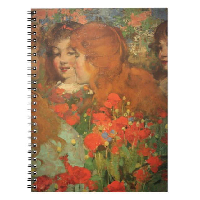 Girls With Red Poppies (by George Henry) Notebook (Front)