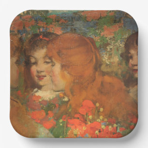 Girls With Red Poppies (by George Henry) Paper Plate