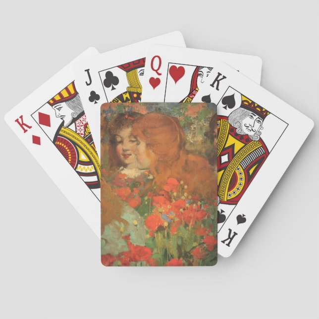 Girls With Red Poppies (by George Henry) Playing Cards (Back)