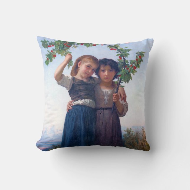 Girls with The Cherry Branch, Bouguereau Cushion (Front)