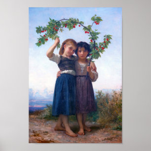 Girls with The Cherry Branch, Bouguereau Poster