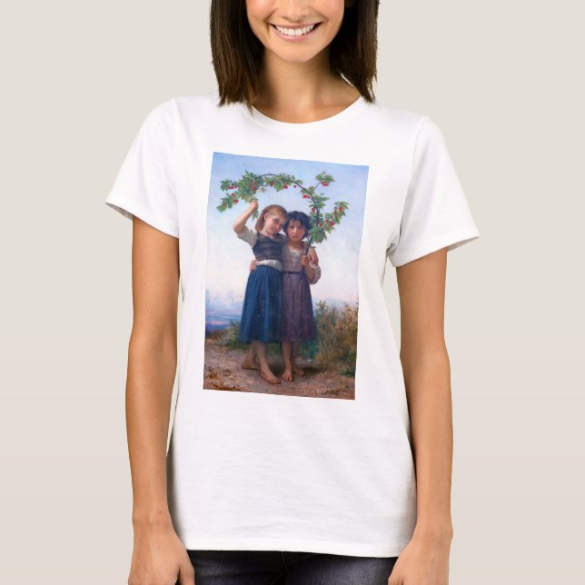 Girls with The Cherry Branch, Bouguereau T-Shirt (Front)