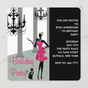 Girls Womans Any Number Birthday Party Invitation