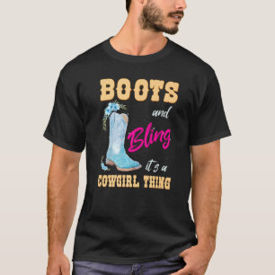 Girls Women Boots & Bling Its A Cowgirl Thing Kids T-Shirt