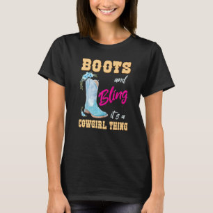 Girls Women Boots & Bling Its A Cowgirl Thing Kids T-Shirt