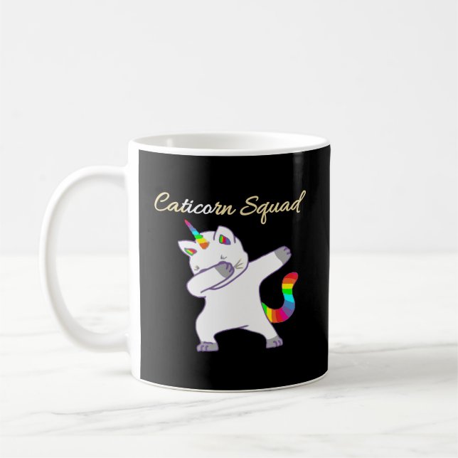 Girls Women Caticorn Squad Cat Unicorn Popular Gif Coffee Mug (Left)