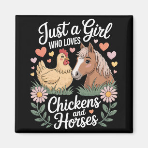 Girls Women Farmers Just A Girl Who Loves Chicken Magnet
