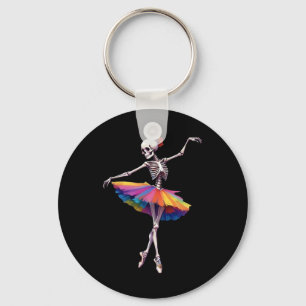Girls Women Halloween Dancing Skeleton Rainbow Lle Key Ring