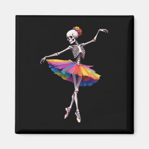 Girls Women Halloween Dancing Skeleton Rainbow Lle Magnet