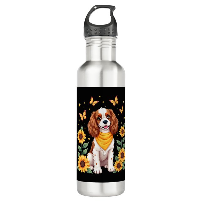 Girls Women Mom Cavalier King Charles Spaniel Dog  710 Ml Water Bottle (Front)