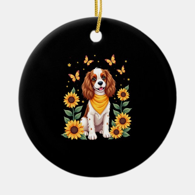 Girls Women Mom Cavalier King Charles Spaniel Dog  Ceramic Tree Decoration (Front)