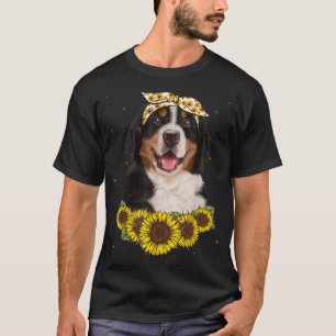 Girls Women Mum Bernese Mountain Dog Sunflower Gif T-Shirt
