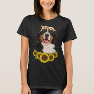 Girls Women Mum Bernese Mountain Dog Sunflower Gif T-Shirt