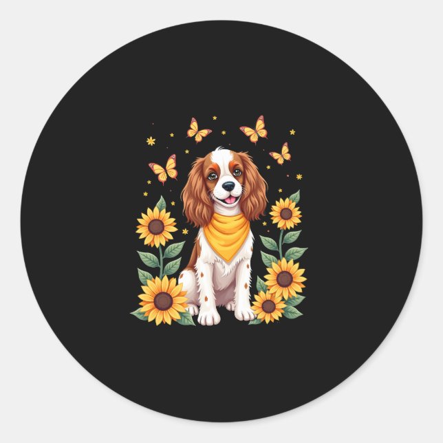 Girls Women Mum Cavalier King Charles Spaniel Dog  Classic Round Sticker (Front)