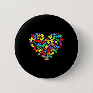 Girls Womens Autism Awareness Heart Puzzle Piece 6 Cm Round Badge