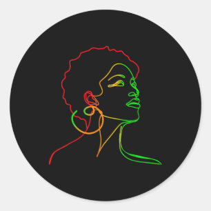 Girls Womens Black Queen Afro Melanin Dripping Jun Classic Round Sticker
