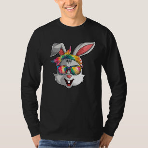 Girls Womens Kids Bunny Face Tie Dye Glasses Easte T-Shirt