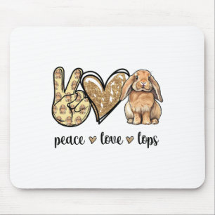 Girls Womens Peace Love Mini Holland Lop Bunny Rab Mouse Mat