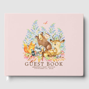 Girls Woodland Baby Shower Guest Book