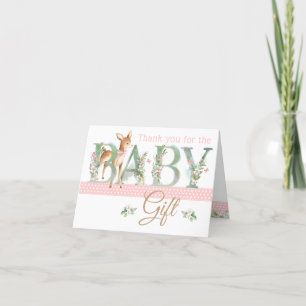Girls Woodland Deer Baby Shower Thank You Cards
