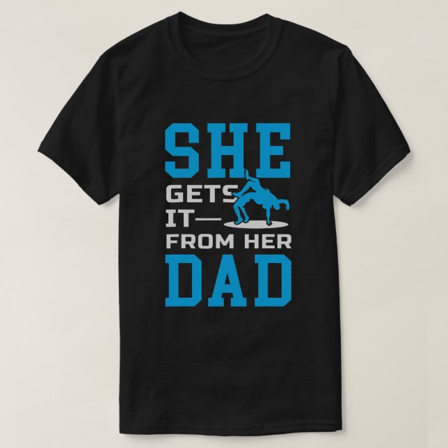 Girls Wrestling Dad Father Wrestler Sports Parents T-Shirt (Design Front)