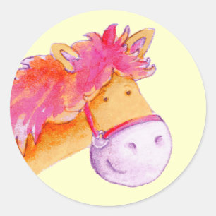 Girls yellow and pink pony horse sticker