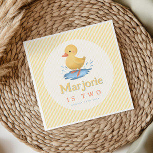 Girls Yellow Summer Farm Duck Toddler Birthday Napkin