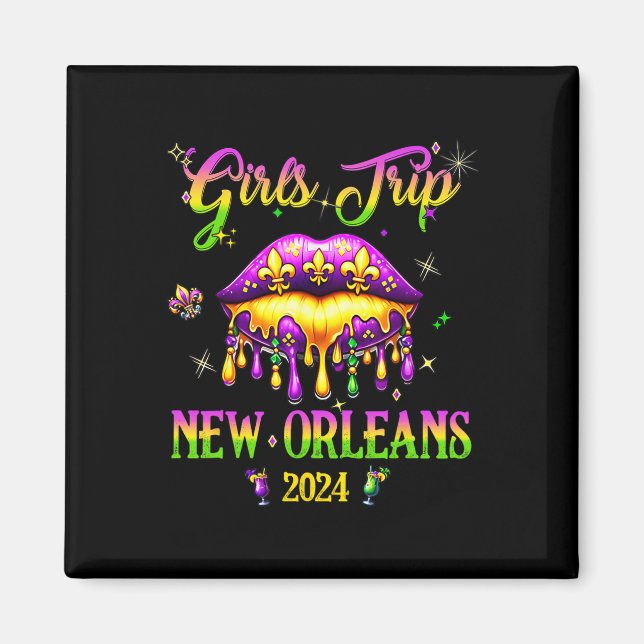 Girls's Trip New Orleans 2024 Mardi Gras Mask Frie Magnet (Front)