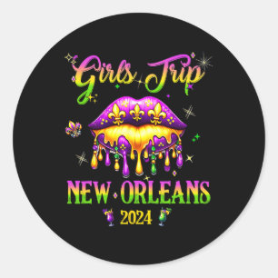 Girls's Trip New Orleans Mardi Gras Mask Friends Classic Round Sticker