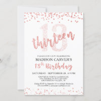 Girly 13th Birthday Rose Gold Glitter Confetti