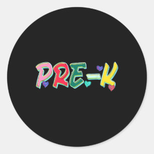 Girly 1st Day Of Pre-k Teacher Student First Day O Classic Round Sticker