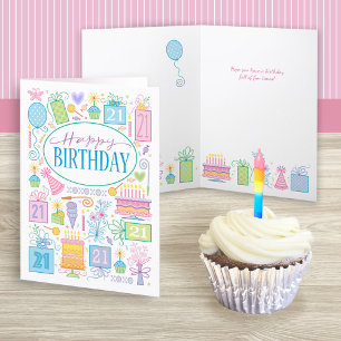 Girly 21st Birthday Card