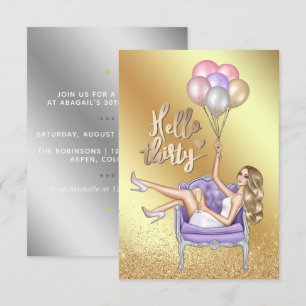 Girly 30th Birthday Party Invitation