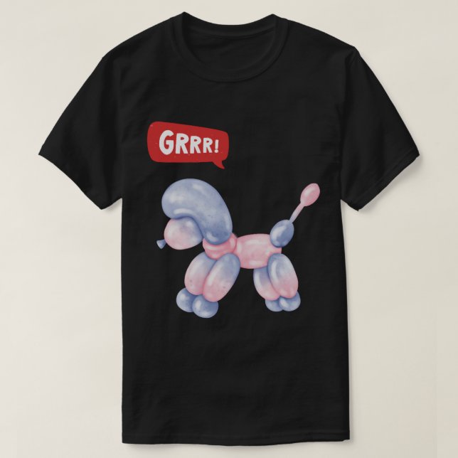 Girly 3D Party Balloon Dog - GRRR! T-Shirt (Design Front)