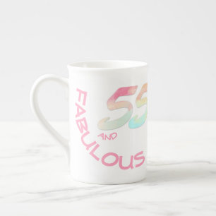 Girly 55th Birthday Rainbow Watercolor Typography Bone China Mug