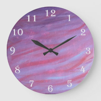 Girly Abstract | Feminine Pink Purple Cute Zebra Large Clock