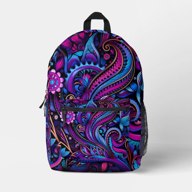 Girly Abstract Floral Pattern Backpack (Front)